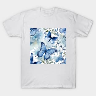 Watercolor Blue Butterflies T-Shirt